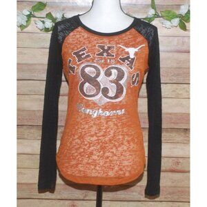 G3 For Her Ladies Texas Longhorns 83 Burn Out Tee Shirt Top Size S Long Sleeve